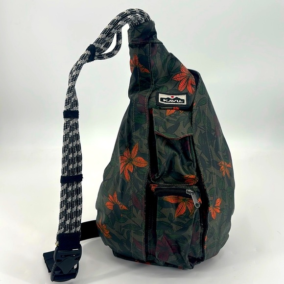Kavu Other - Kavu Limited Edition Floral Print Canvas Cotton Rope Sling Bag Outdoor Backpack
